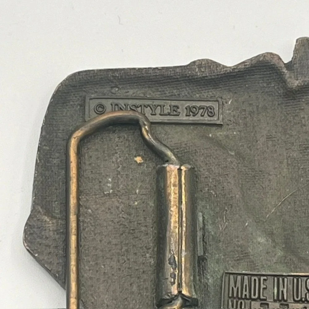 Vintage 1978 InStyle Steam Locomotive Train Brass Belt Buckle Made in USA 1142